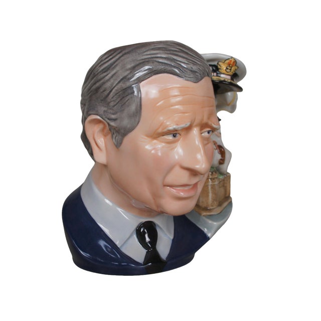 Vintage Royal Doulton 7283 porcelain character jug pitcher of Prince Charles (Now King Charles). Modelled by Timothy Potts...