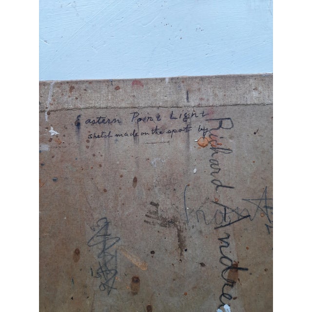 1930s Oil Painting Eastern Point Lighthouse Artist Signed Book Art For Sale - Image 5 of 13