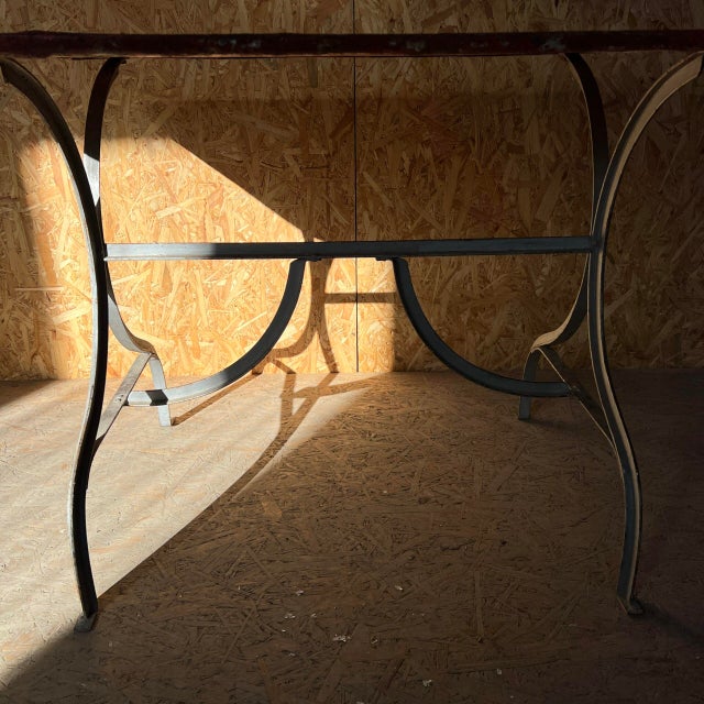 French Garden Table with Red Top, 1950s For Sale - Image 3 of 4