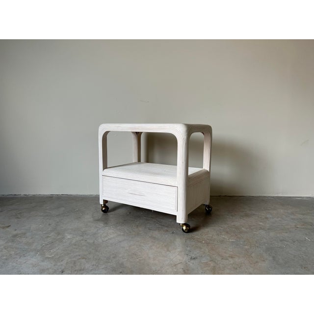 Palm Beach Pencil Reed Rattan Rolling Tv Cart / Nightstand Chairish