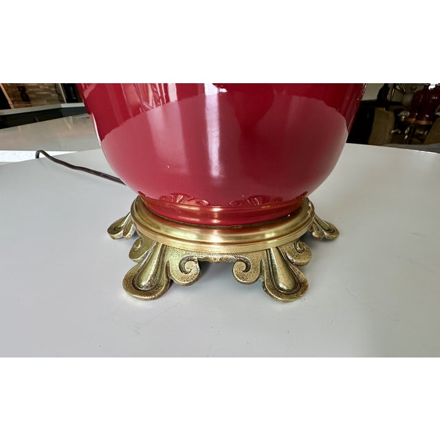 1960s Single Chinese Sang De Boeuf Flambé Oxblood Porcelain Table Lamp For Sale - Image 12 of 17