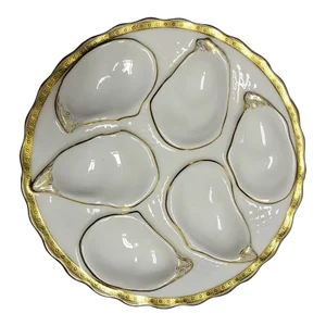 19th-Century Minton White & Gold Oyster Plate, Retailed by Davis Collamore & Co., New York