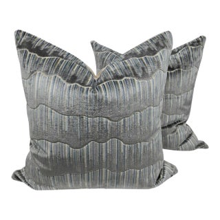Kravet Mountainscape in Light Blue Pillows - a Pair For Sale