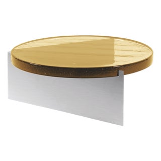 Alwa One Super Big Coffee Table with Amber Top & Brushed Stainless Steel Base by Sebastian Herkner for Pulpo For Sale