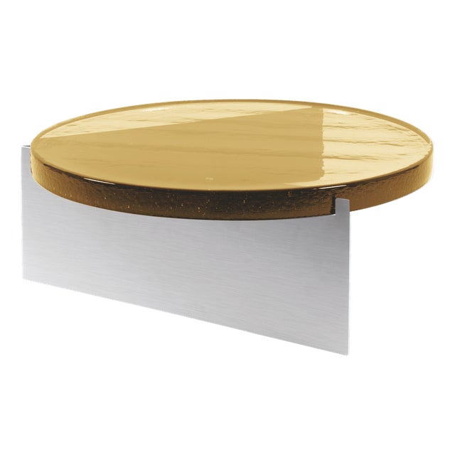 Alwa One Super Big Coffee Table with Amber Top & Brushed Stainless Steel Base by Sebastian Herkner for Pulpo For Sale
