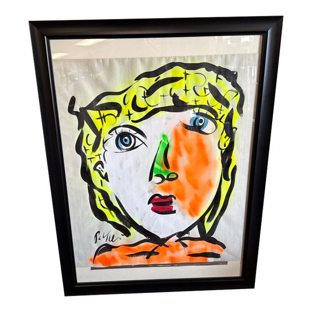 1970s Peter Keil Original Abstract Female Portrait Painting For Sale