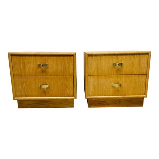 Vintage 1970s Oak Wood Nightstands, Pair For Sale