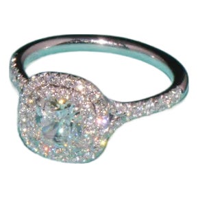 Genuine Tiffany & Co. Natural 1.30Cts Diamond Soleste 950 Platinum Engagement Ring, size 6 For Sale