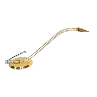 Vintage Cobra Desk Lamp in Brass and Acrylic from Grupo Mci, 1970 For Sale