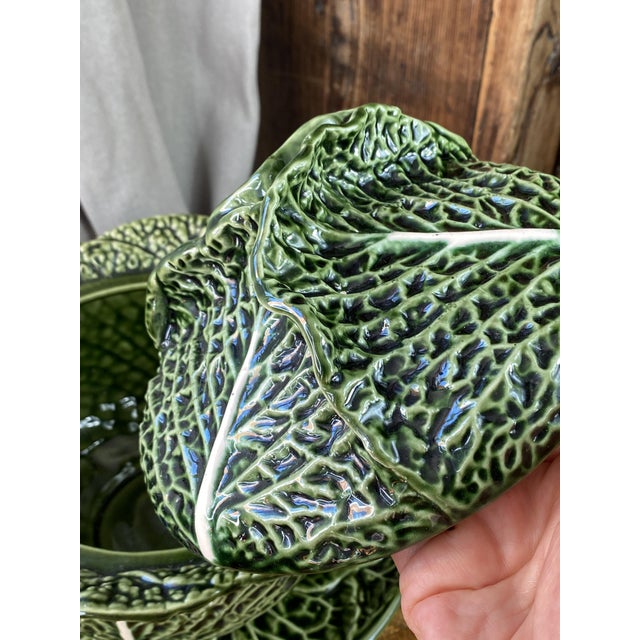 Large Earthenware Tureen in the shape of Cabbage Leaves, 1970s For Sale - Image 3 of 18
