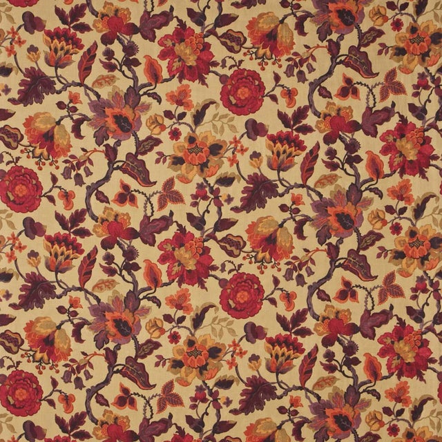 Sanderson Amanpuri Fabric in Old Gold/ Aubergine - a Sample For Sale