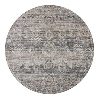 Jean Stoffer x Loloi Katherine Graphite / Jade 7'-10" x 7'-10" Round Area Rug For Sale