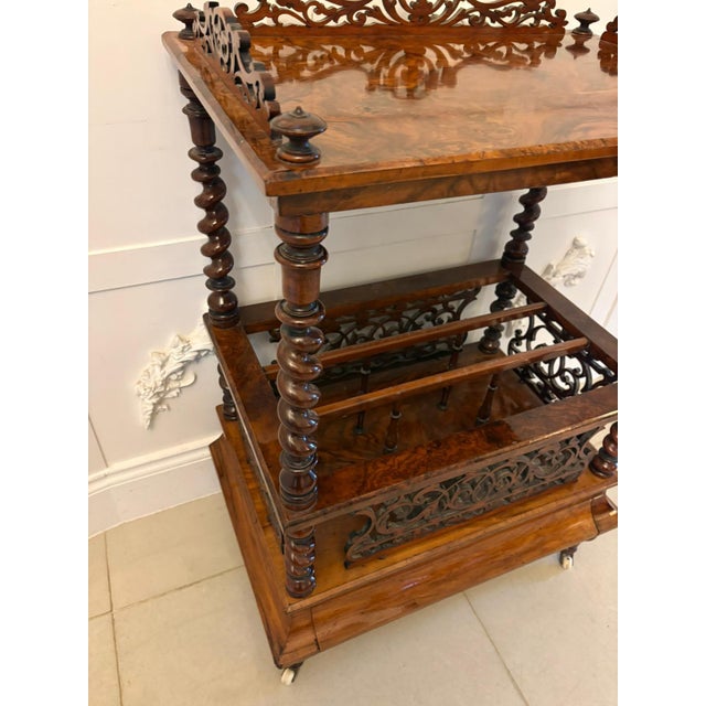 Antique Victorian Burr Walnut Canterbury Magazine Rack, 1860 For Sale - Image 9 of 13