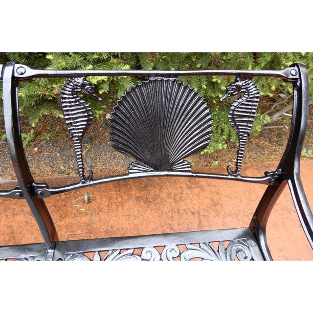 Molla 1940s Molla Shell and Sea Horse Design Bench For Sale - Image 4 of 6