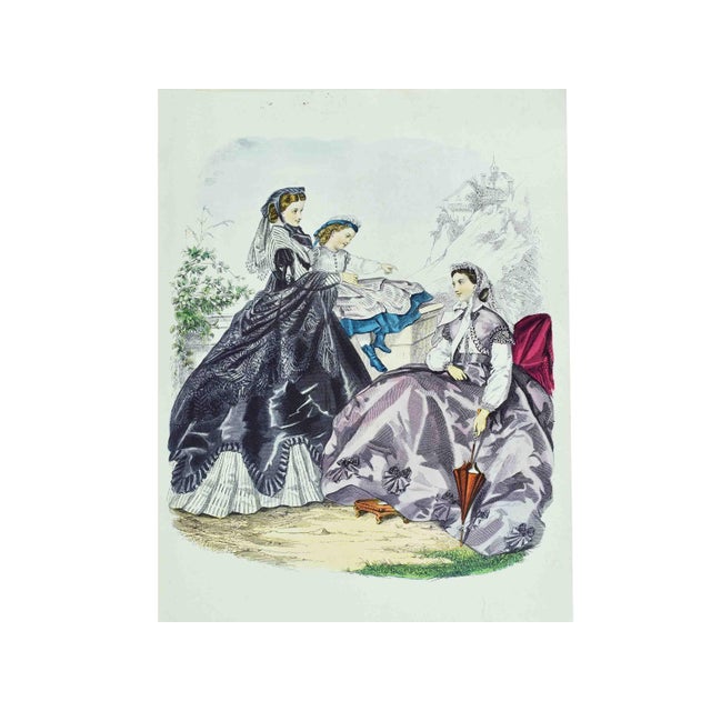 Early 20th Century Victorian Fashion Plates French Periodicals Prints - Set of 4 For Sale - Image 11 of 16