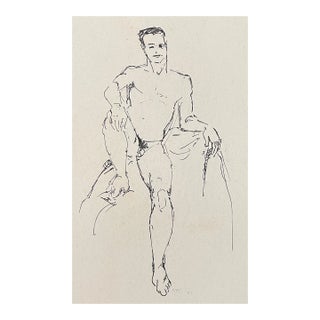 1987 Neil Meitzler Male Nude Drawing For Sale