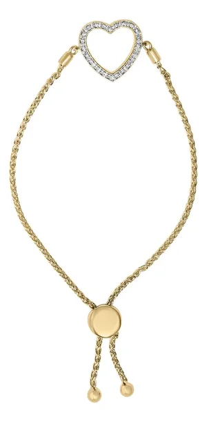 Gold Vermeil Diamond Accent Heart Lariat Bolo Bracelet