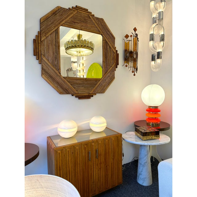 Vivai del Sud Large Bamboo and Rattan Mirror by Colin Morrow for Vivai Del Sud. Italy, 1970s For Sale - Image 4 of 12