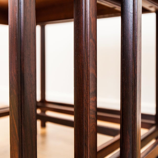 1970s Restored Danish Mid Century Modern Rosewood Nesting Tables For Sale In Los Angeles - Image 6 of 12