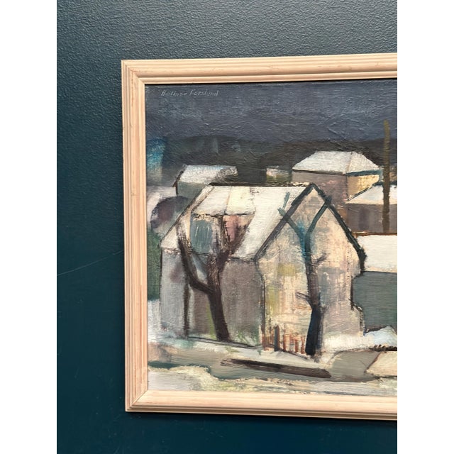 Mid-Century Modern Helmer Forslund, Winter Night Over the City, 1950s, Oil on Canvas, Framed For Sale - Image 3 of 18