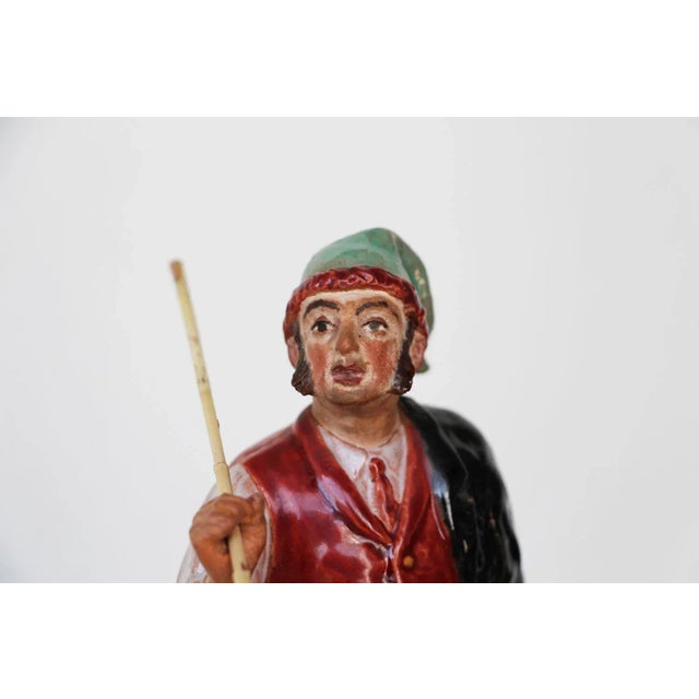 Vintage Bordallo Pinheiro Palissy Ware, Earthenware, Majolica Horseman Figurine For Sale - Image 4 of 13