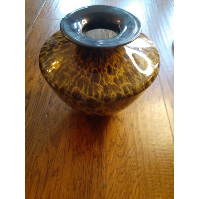 Vintage Azzurra Vetreria Glass Squat Vase, Made in Italy For Sale In Dallas - Image 6 of 7