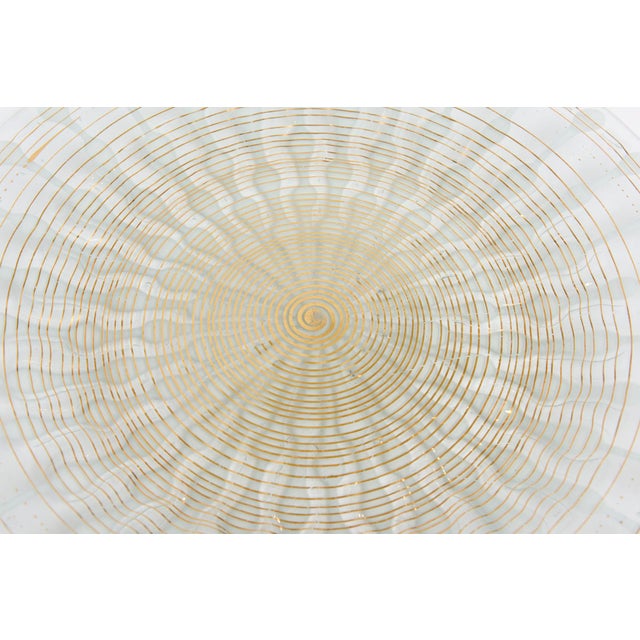 Vintage Higgins Signed Fused Glass Platter or Charger Radiating Gold Spokes 1960's MCM For Sale - Image 9 of 11
