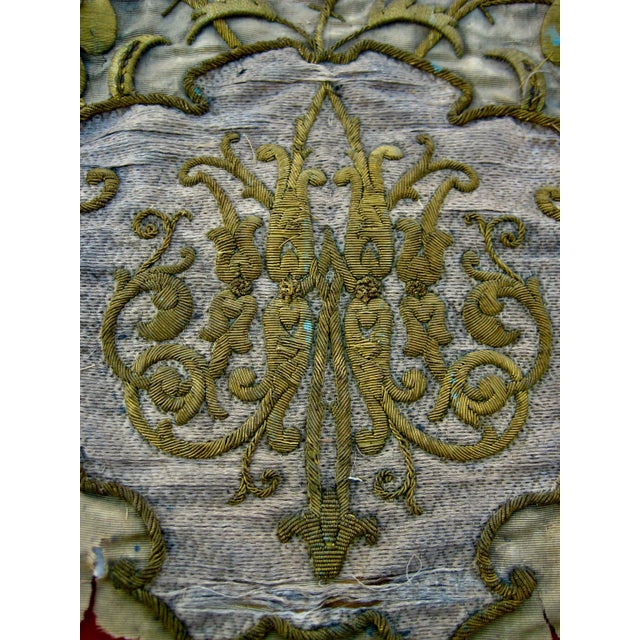 Early 19th Century Gold Embroidery Fragment Monogram MA For Sale - Image 4 of 13