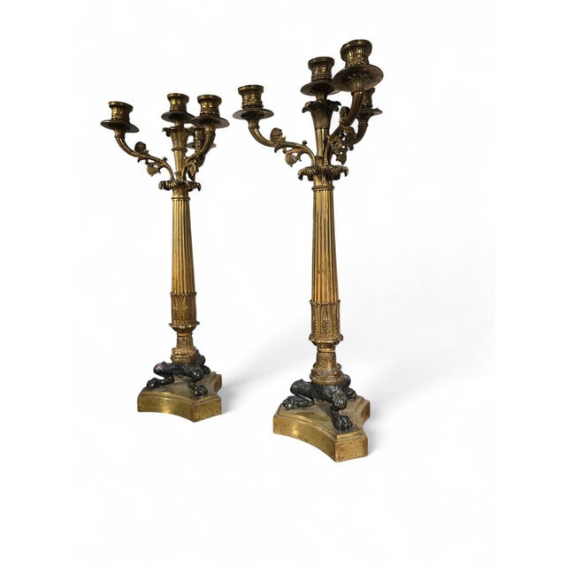 Antique French Chased Gilt Bronze Candleholder, 1870 For Sale - Image 4 of 8