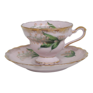 Vintage Teacup and Saucer Set With Lilies of the Valley 4509b