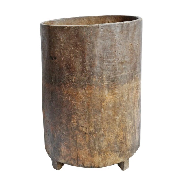 Wood Vintage Large Old Naga Wood Trunk Container Pot For Sale - Image 7 of 7