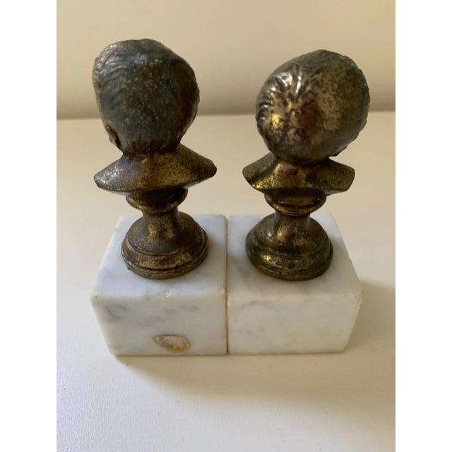 Vintage Brass & Marble Child Busts Bookends - a Pair For Sale - Image 10 of 11