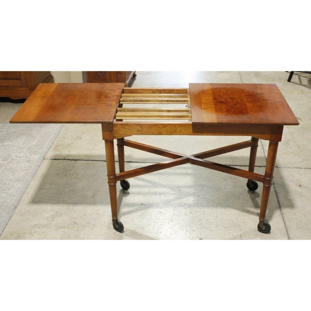Wood Leopold Stickley Colonial Style Serving Cart W/Tray - Cherry For Sale - Image 7 of 8
