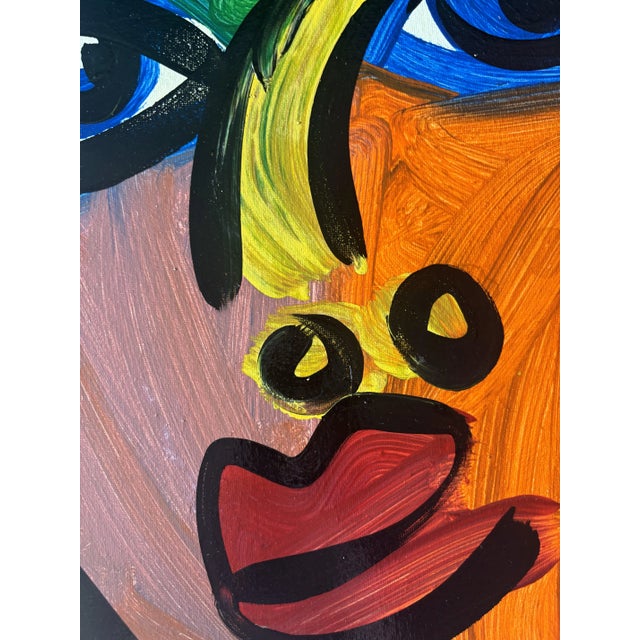 Abstract Late 20th Century Original Peter Keil Abstract Portrait Acrylic Painting on Canvas For Sale - Image 3 of 5