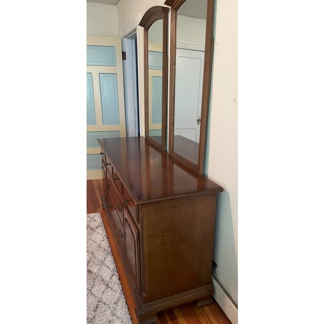 1960s Mid-Century Ethan Allen Dresser Set of 5. Queen