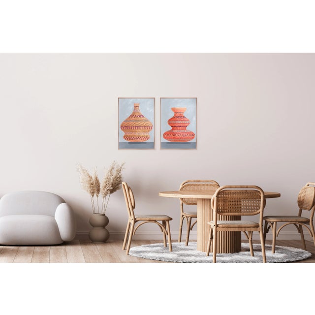 This modern still life diptych by Gio Bellagio is inspired by ancient Greek ceramic vessels. The pots are adorned with...