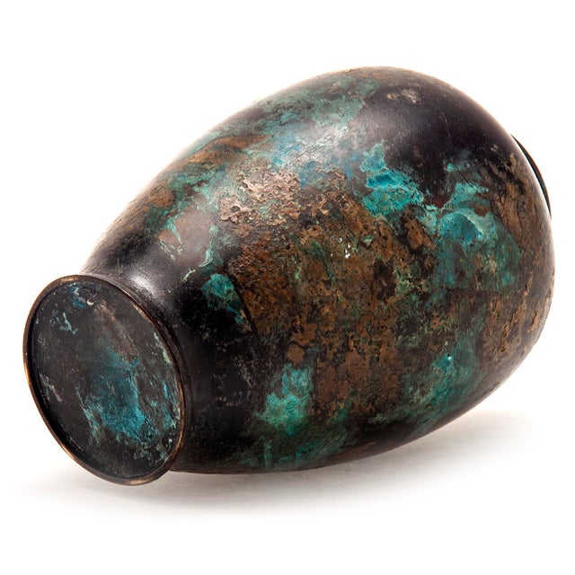 Early 20th Century Colorful Bronze Patina Japanese Vase For Sale - Image 4 of 9
