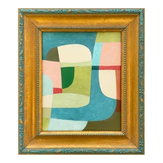 Contemporary Colorful Oil Painting in Vintage Frame For Sale