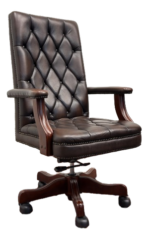 English Oxblood Leather Chesterfield Desk Chair