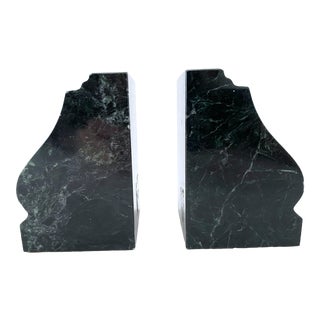 Mid-Century Black Zebra Marble Bookends - a Pair For Sale