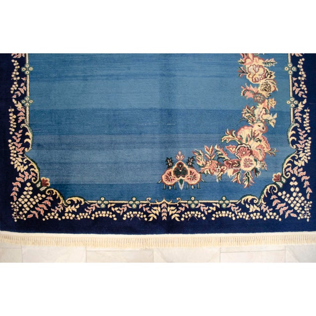 1980s Handmade Rug Blue Turkish Rug - 6'6" X 9'1" For Sale - Image 17 of 18