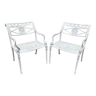 1950s Dolphin Arm Patio Chairs in Fresh White - a Pair For Sale