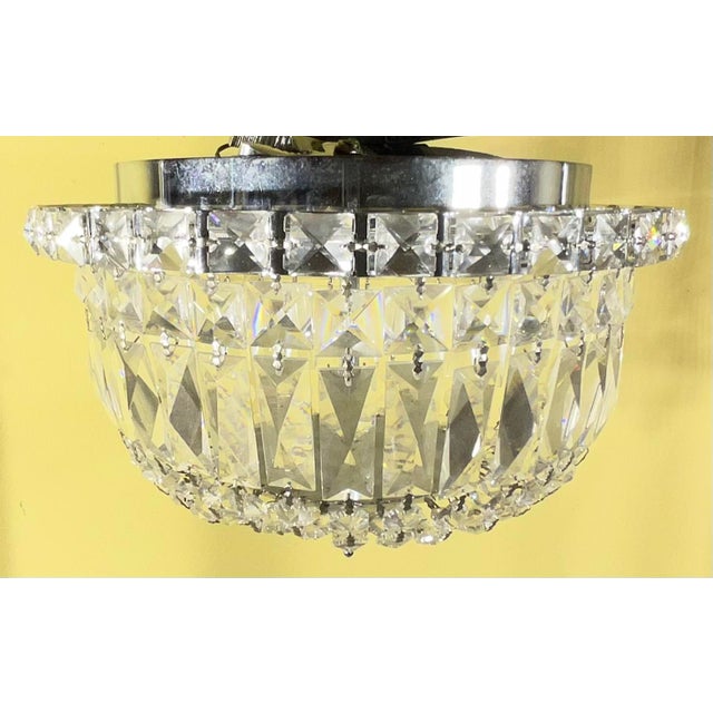 Matching Pair of Vintage-Style Crystal Flush Mount Ceiling Lights / Chandelier For Sale - Image 4 of 14