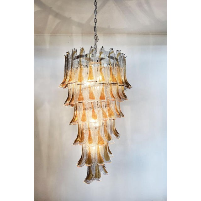 Brown Vintage Italian Murano Glass Spiral Chandelier For Sale - Image 8 of 18