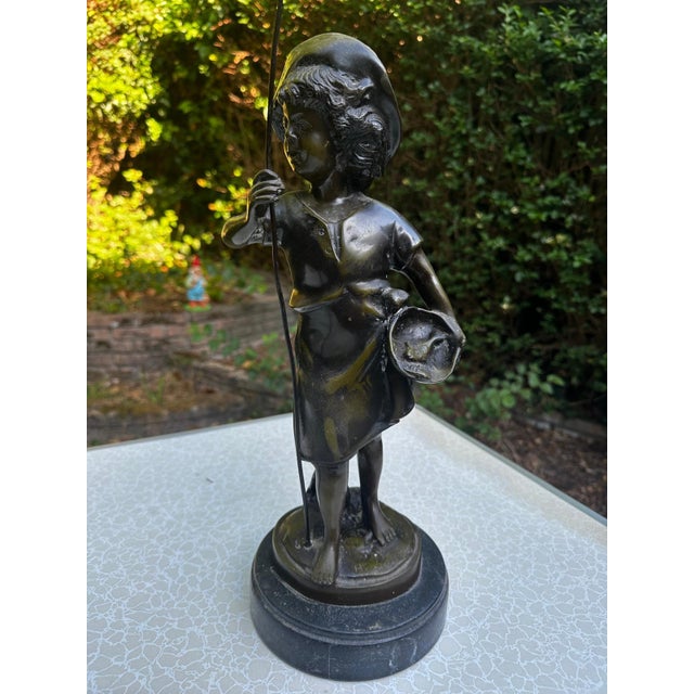 Hippolyte François Moreau, Young Fisherman, 1900, Bronze with Green Patina For Sale - Image 13 of 18