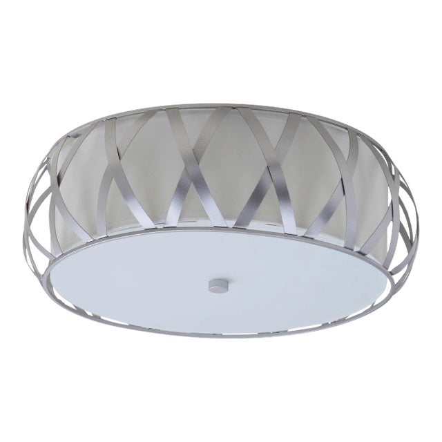 2 Light 15.4-Inch Diameter Cross Flush Mount - Chrome For Sale