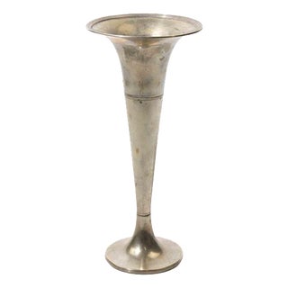 Vintage Italian Modern Silver-Plated Trumpet Vase, 1970s For Sale