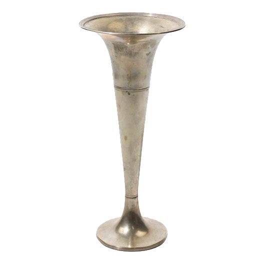 Vintage Italian Modern Silver-Plated Trumpet Vase, 1970s For Sale