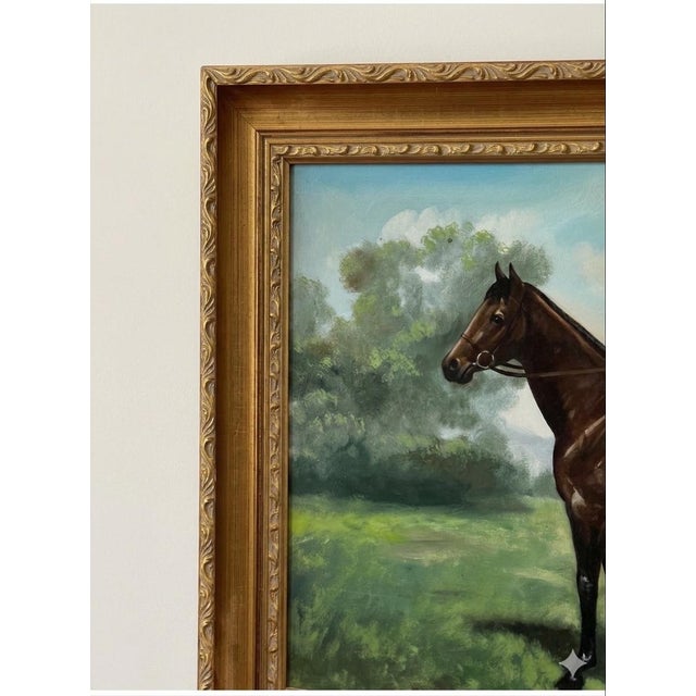 English Mid 20th Century English Sporting Oil Painting of Jockey Joe Mercer and Brigadier Gerard For Sale - Image 3 of 8