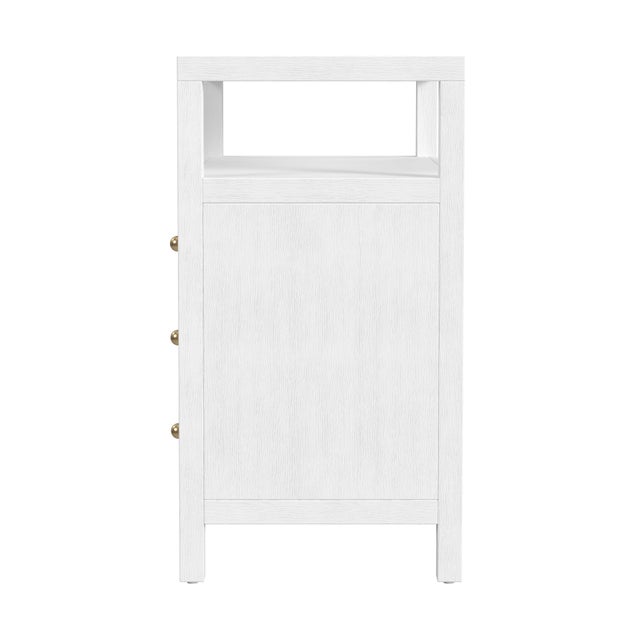 2020s Nora 27 in. W Rectangular Wood 3 Drawer Tall Nightstand with Open Shelf on Top, Textured White For Sale - Image 5 of 8